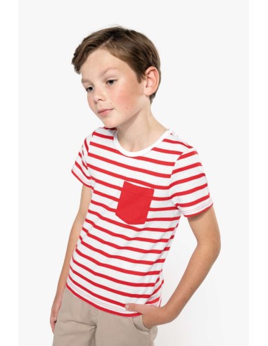 K-KA379-KIDS' STRIPED SHORT SLEEVE SAILOR T-SHIRT WITH POCKET